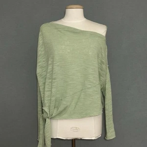 We the Free Womens Top S Love Lane Moss Green Off Shoulder Side Tie Boho Beachy - Picture 1 of 15