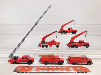 6X H0 1:87 LKW Magirus Feuerwehr Drehleiter DL Auto-Kran Ecc #DX368-0,5 - Immagine 1 di 4