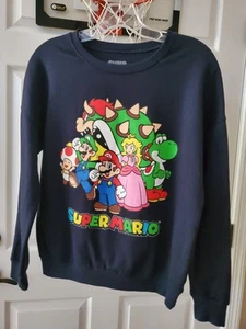 Super Mario Sweatshirt XS Navy Nintendo Long Sleeve unisex, excellent condition - Picture 1 of 5
