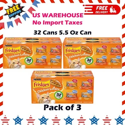 3 Pack of Friskies Chicken Lovers Variety Pack Wet Cat Food 32 Cans 5.5 Oz Can - Image 1 of 4