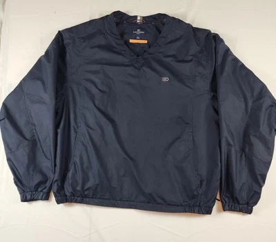 Куртка пуловер для гольфа мужская Dockers XL темно-синяя ветровка с v-образным вырезом защита от пятен - Изображение 1 из 4