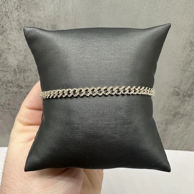 Pulseira de diamante micro cubana em ouro amarelo 14kt – 1,20 ctw, 7,5 pol, nova - Imagem 1 de 4