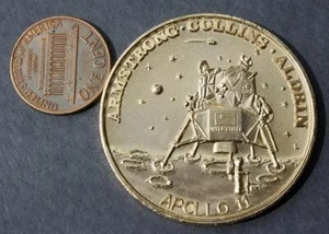 1969 Apollo 11 Armstrong Aldrin Collins Lunar Landing Mardi Gras Doubloon token- - Picture 1 of 1