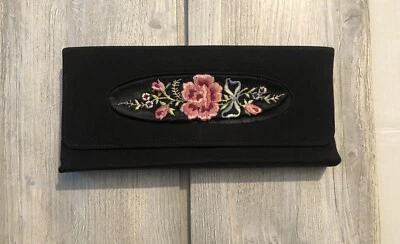 Бумажник винтажный стиль с цветочной вышивкой черный NTS50C25 - Изображение 1 из 4