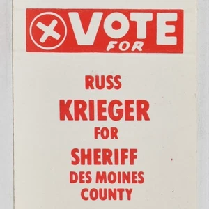 1970er Russ Krieger Des Moines County Sheriff Iowa Abstimmung Wahl politisch - Bild 1 von 4