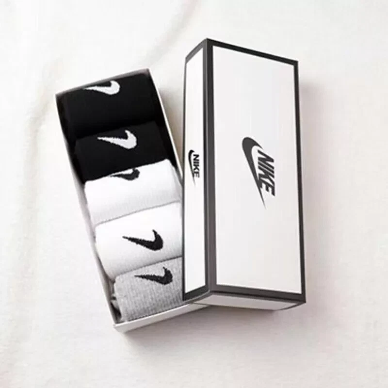 Nike Socks Mid-Tub Cotton Socks Men/Women Boxed-5 Pairs Pack