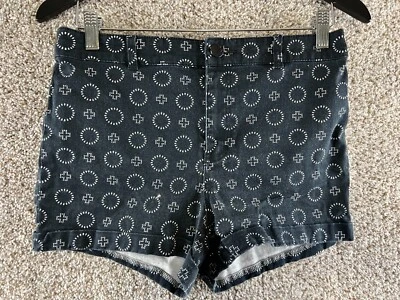 H&M Divided Chino Shorts Women's Size 10 Blue Geometric Casual Shorts Stretch — 第 1/4 张图片