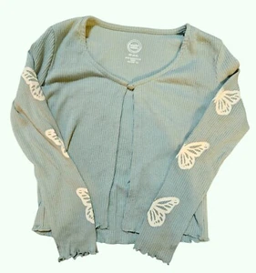 Girl's Wonder Nation Green Open Sweater w/ Butterflies on Sleeves - Size XS 4-5 - Picture 1 of 2