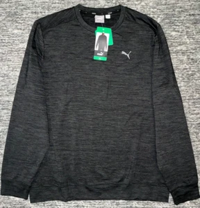 Puma Men's Crew Neck Brushed Fleece Lightweight Pullover Heather Dark Gray XL - Picture 1 of 7