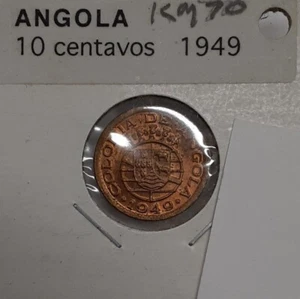 1949 Angola 10 Centavos Bronze Coin KM#70 - Uncirculated-May Have Toning - Picture 1 of 2