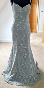 Women's Morilee by Madeline Gardner Bridesmaid Dress Silver Sequins Size Uk 10 - Picture 1 of 14