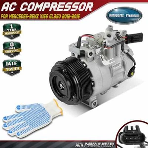AC Compressor w/ 7-Groove Pulley for Mercedes-Benz GL350 M-CLASS GL-CLASS 4PIN - Picture 1 of 11