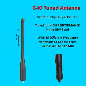 C40 APX N30 Short Stubby UHF Antenna Tuned Upgrade for Motorola AN000452A01 - Picture 1 of 19