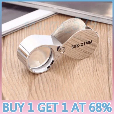 30 X Magnifying Loupe Jewelry Eye Glass Magnifier LED Light Jewelers Loop Pocket - Image 1 of 4