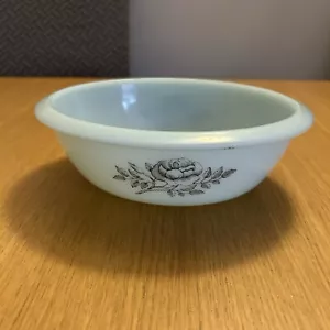 Vintage Phoenix Opalware Glass Dish Light Blue With Black Rose Pyrex 20x17x6cm - Picture 1 of 10