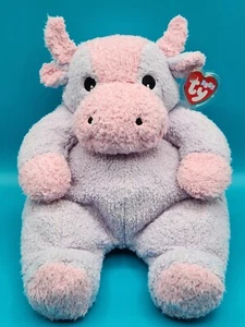 Ty MooCowBaby Moo Cow Baby Purple Pink Plush Rattle Animal 2000 With Tag - Picture 1 of 11