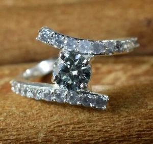 1,25 ct blauer Diamant Solitär 6 x 6 mm Rundschliff zertifiziert Ring siehe Video - Bild 1 von 7