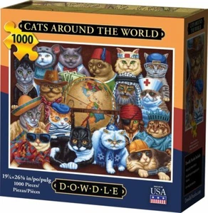 Cats around the World Jigsaw Puzzle, 1000 Pieces, Dowdle Folk Art, Free Shipping - Picture 1 of 4