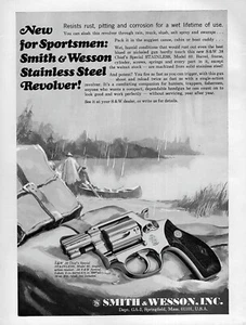1966 Smith & Wesson Model 60 Stainless Steel Revolver Original Print Ad - Picture 1 of 1