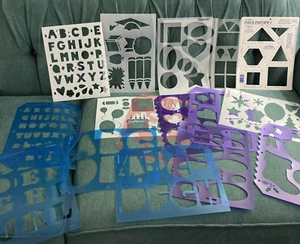 34-Sheet Lot Alphabet, Numbers, School, Bday Stencils Drawing Scrapbooking Cards - Picture 1 of 12
