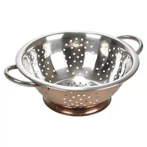 Rose Gold Stainless Steel Colander Drainer Pasta Fruit Vegetables Handles Copper - Picture 1 of 6