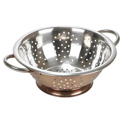 Rose Gold Stainless Steel Colander Drainer Pasta Fruit Vegetables Handles Copper - Image 1 of 4