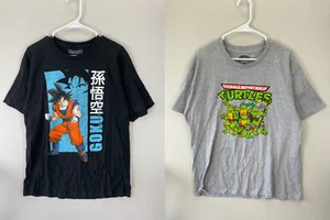 Dragon Ball Z Goku Turtles Size XL Black Gray T-Shirt Short Sleeve NWOT LOT of 2 - Picture 1 of 12