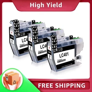 3 Pack LC401 BK Ink Cartridge compatible for Brother MFC-J1010DW MFC-J1012DW - Picture 1 of 6