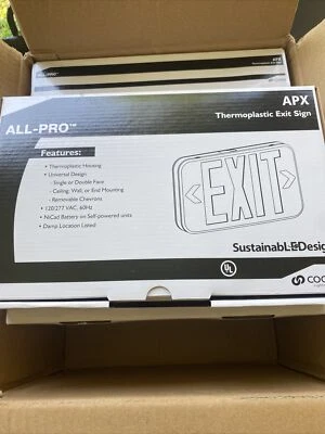 6!LED Exit Sign APX7R Red Letters 120/277V Cooper Lighting All-Pro Thermoplastic - Image 1 of 4