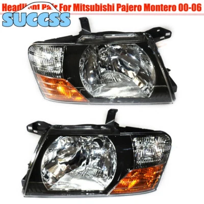 Juego de faros delanteros izquierdo+derecho para Mitsubishi Pajero Montero 2000-2006 Foto 1 de 4