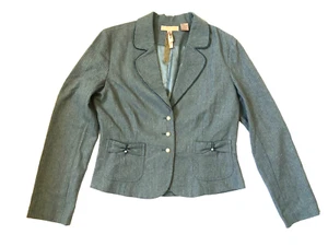 Andrew & Co. Size L Lined Wool Blazer Pockets Pearl Buttons Women's - Picture 1 of 9