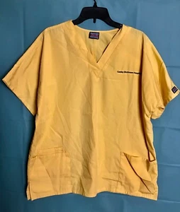 CHEROKEE MEDICAL NURSING WORKING SCRUB TOP SIZE L YELLOW - Picture 1 of 4