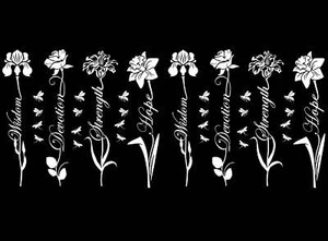 Blume Inspiration Wort 8 Stck. 3 Zoll weiß verschmolzene Glas Aufkleber - Bild 1 von 2