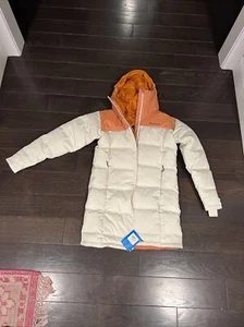 Columbia Womens Opal Hill Mid Down Jacket OMNI HEAT Off White Burnt Orange XS - Picture 1 of 7