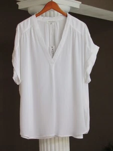 WORKSHOP White V-Neck Short Sleeve High-Lo Hem Blouse Top Shirt Size 3X NWT - Picture 1 of 2