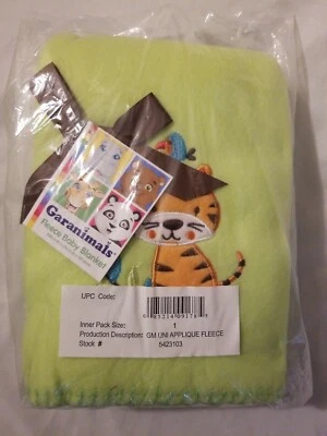 GARANIMALS BLANKET JUNGLE LION BIRD LEAVES SAFARI GREEN FLEECE SOFT SWADDLE NEW - Image 1 of 4