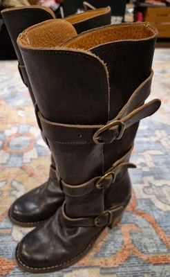 Botas Fiorentini & Baker Triple Correa Cuero Marrón Tacón Apilado EU37/US7 Italia Foto 1 de 4