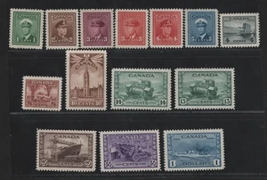 CANADA 1942-1943 SCOTT #249-262 COME NUOVO MAI INCERNIERATO VF-XF - Foto 1 di 2