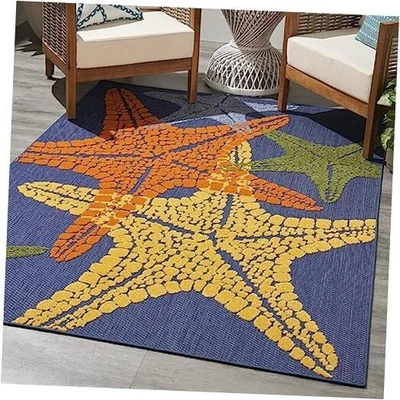 Home Aloha Indoor/Outdoor Blue Multicolor 5'3" x 7'5" Area Rug, Easy  - Image 1 of 4