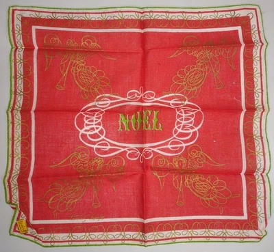 Pañuelo de lino vintage Kimball rojo NOEL NUEVO (con etiqueta) Foto 1 de 4