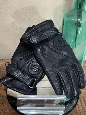 Harley-Davidson Black Leather Gloves, size small - Image 1 of 4