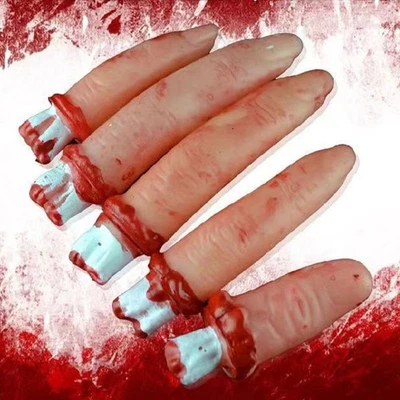 5 Bloody Severed Fingers False Thumb Decoration Halloween Party Horror Prop - Image 1 of 4