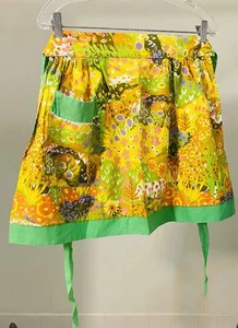 Vintage Green and Multi-colored MCM Retro Half Apron Pocket With Rick Rack - Picture 1 of 4