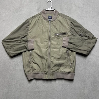 Gap Bomber Jacket Mens Large Army Green Full Zip Pocket Military Lightweight EUC - Image 1 of 4
