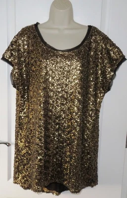 NEW Womens🦋LIVE UNLIMITED LONDON🦋gold mix sequin lined long top tunic size 16 - Image 1 of 4