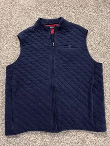 Men's Cremieux Quilted Vest - Large - Navy Blue - Full Zip & Side Pockets - Picture 1 of 4