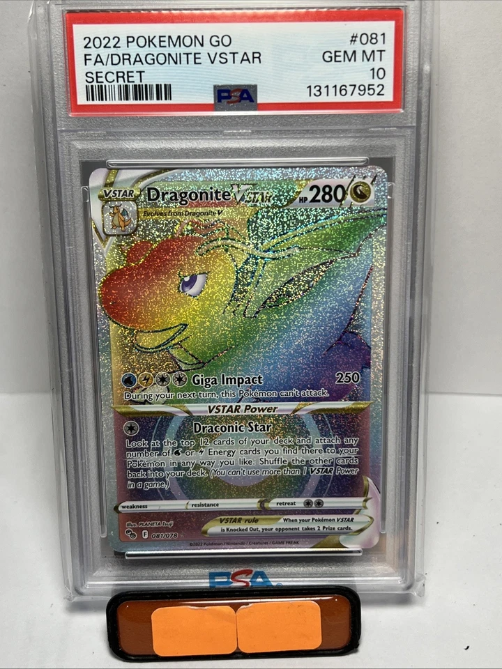 PSA 10 Dragonite VSTAR (Secret) 081/078 Pokémon GO Holo Rainbow - Image 1 of 2