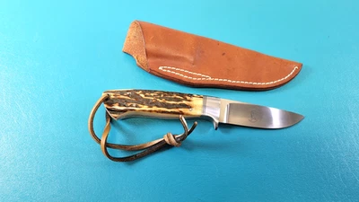 Cuchillo artesanal personalizado Russell Easler Woodruff SC funda firmado c. 2002 TR463 Foto 1 de 4