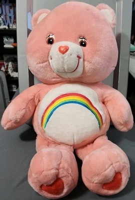 "Gran Jumbo 28"" Care Bears Cheer Bear Almohada de Peluche 2002 Rosa Arco Iris Figura Muñeca" Foto 1 de 4