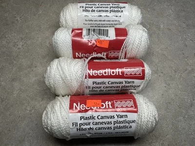 Needloft Vintage Plastic Canvas Yarn Lot Of 4 Skeins WHITE - Image 1 of 2